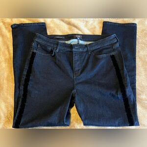 NYDJ Dark Blue Jeans with Black Velvet Accents Size 14
